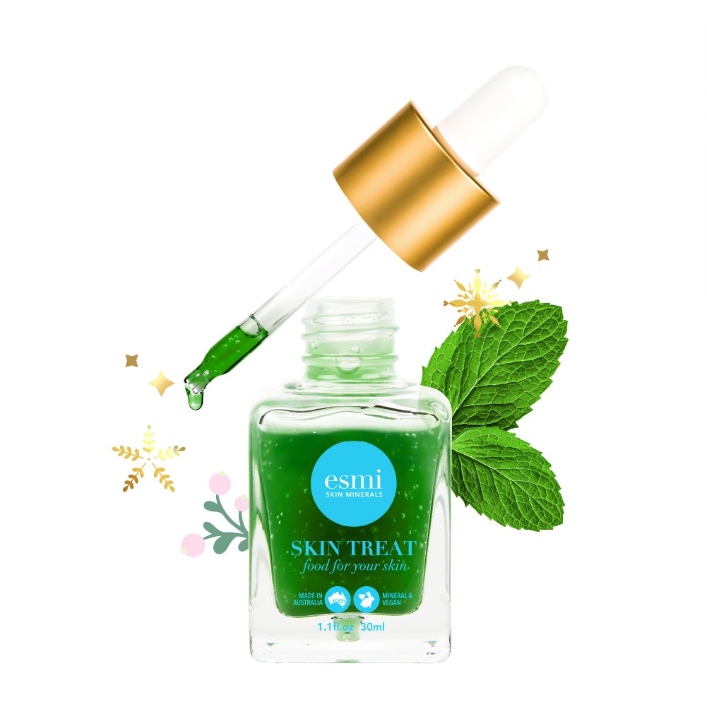 Holiday 2021 esmi Skin Minerals Anti-Redness Minty Green Smoothie Serum 30ml bottle